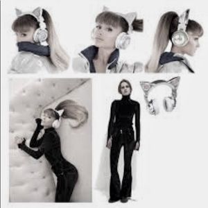 Brookstone limited edition Ariana Grande Silver Cat Ear Headphones